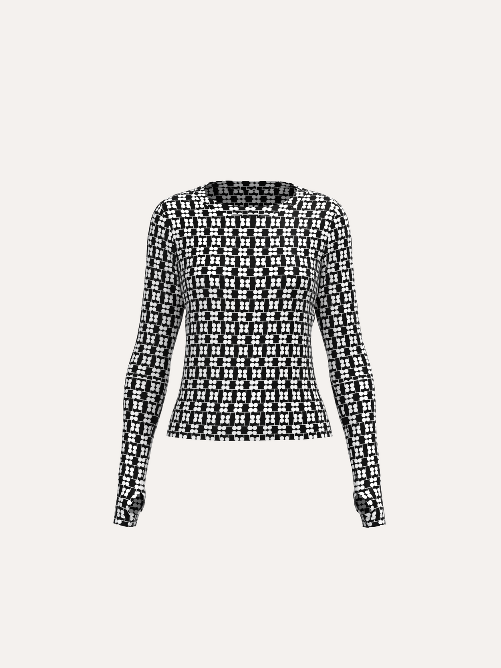 Barbara Monogram Crew Neck Long Sleeve Top