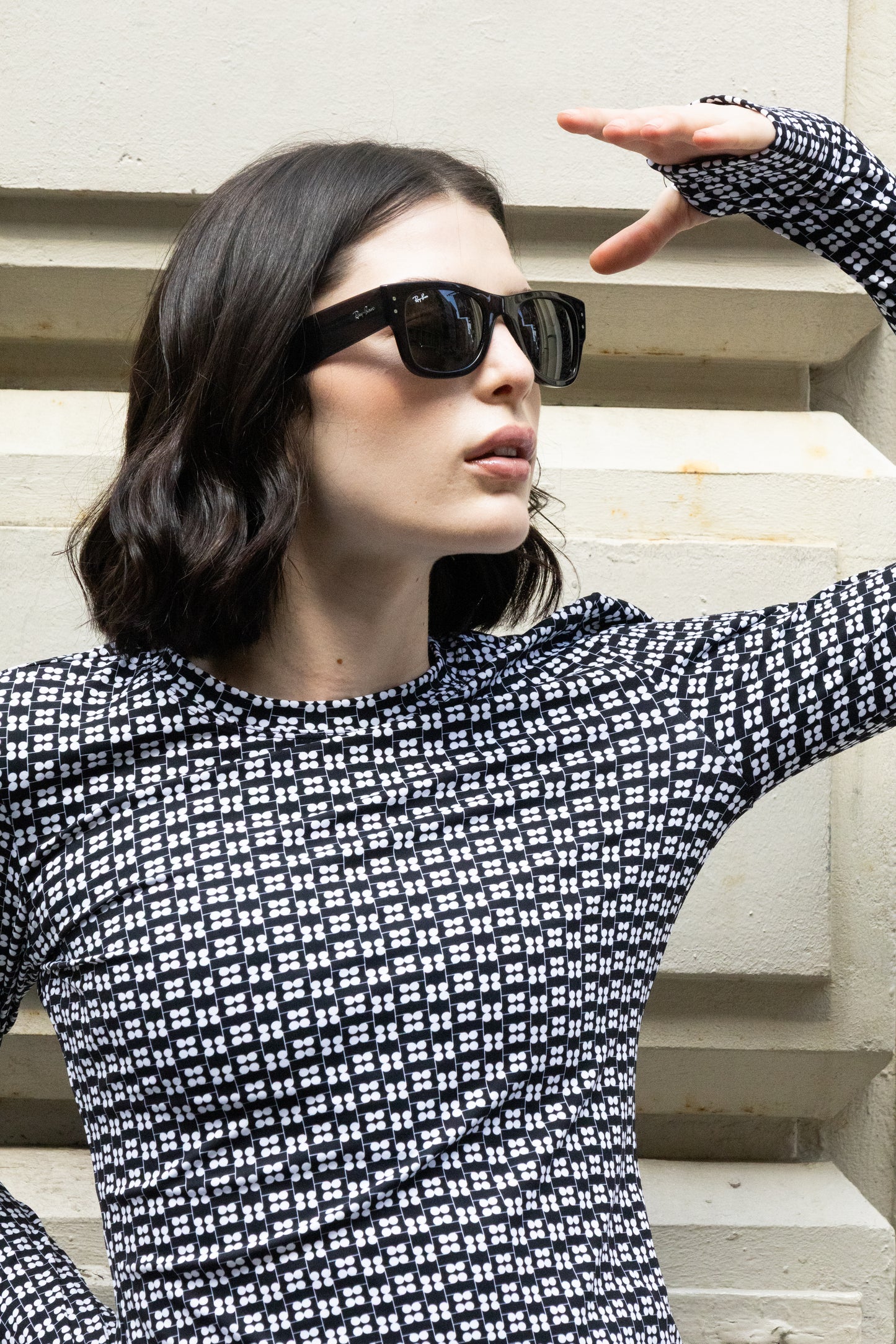 BARBARA Monogram Crew Neck Long Sleeve Top